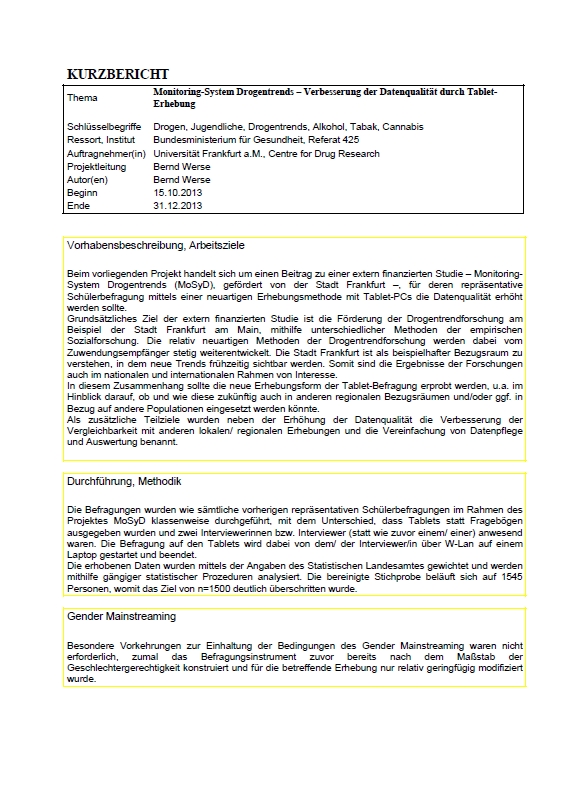 Monitoring-System Drogentrends – Verbesserung Der Datenqualität Durch ...